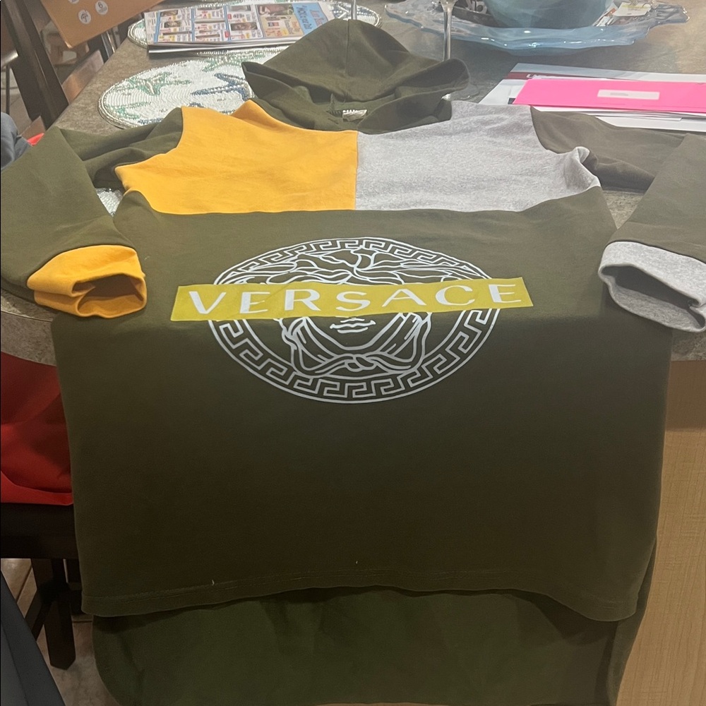 Versace Kids' Olive, Gray, and Mustard Hoodie